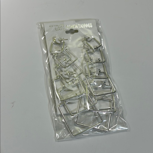 Fashion Jewelry Jewelry - Silver Square Hoop Earrings